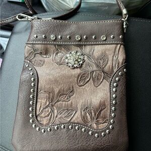 Brown Embossed Crossbody Bag